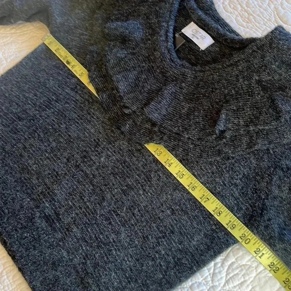 Wool Blend Sweater Womens Large Gray Cropped Cottagecore Cozy Feminine Ruffle - Picture 8 of 16